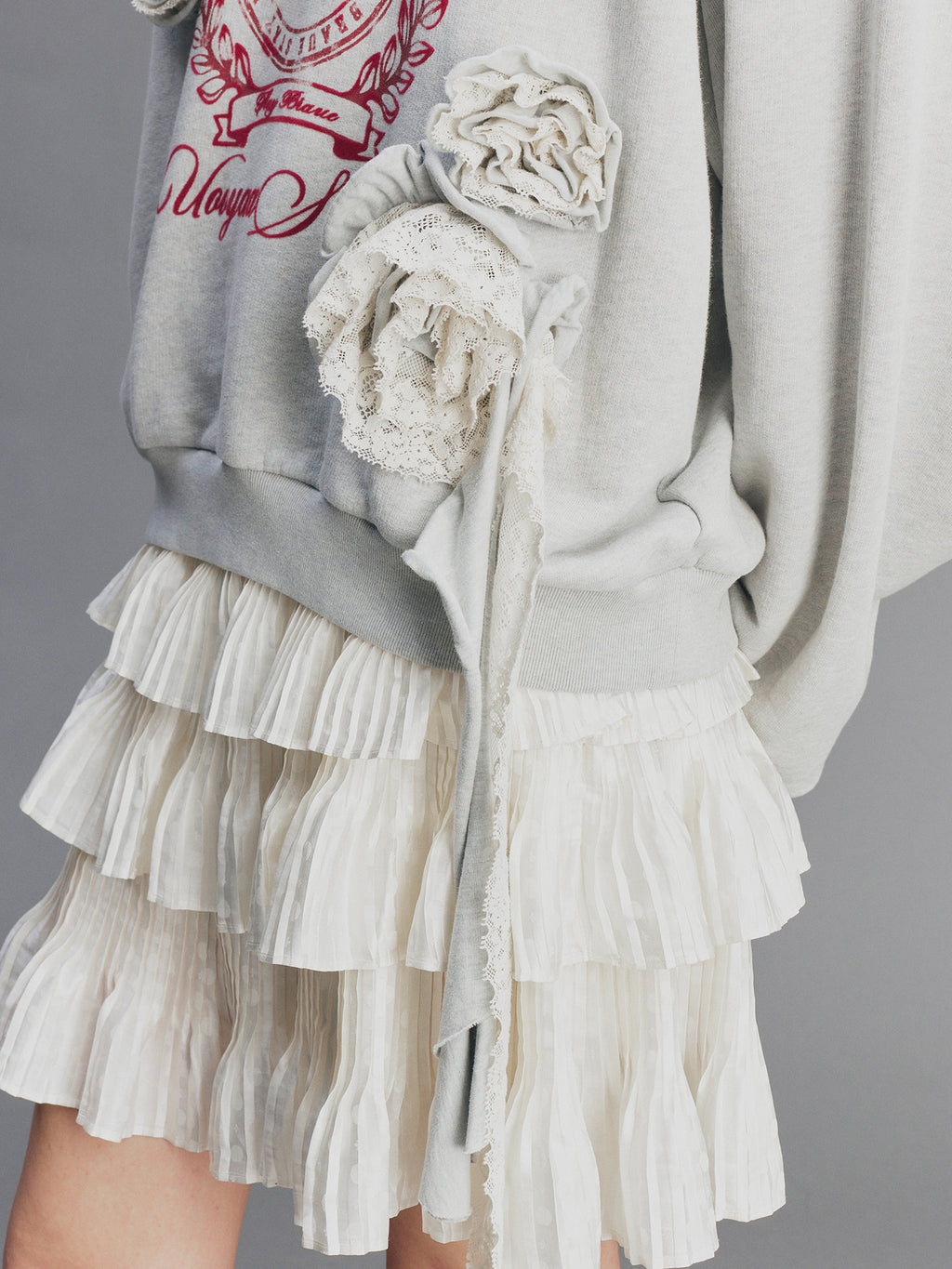 Vintage Romantic Lace Applique Sweatshirt