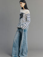 Fun Black Cat Striped Sweater
