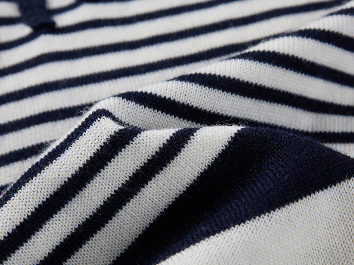 Sporty Cherry Faux-Layered Striped Knit Sweatshirt