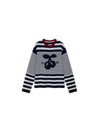 Sporty Cherry Faux-Layered Striped Knit Sweatshirt