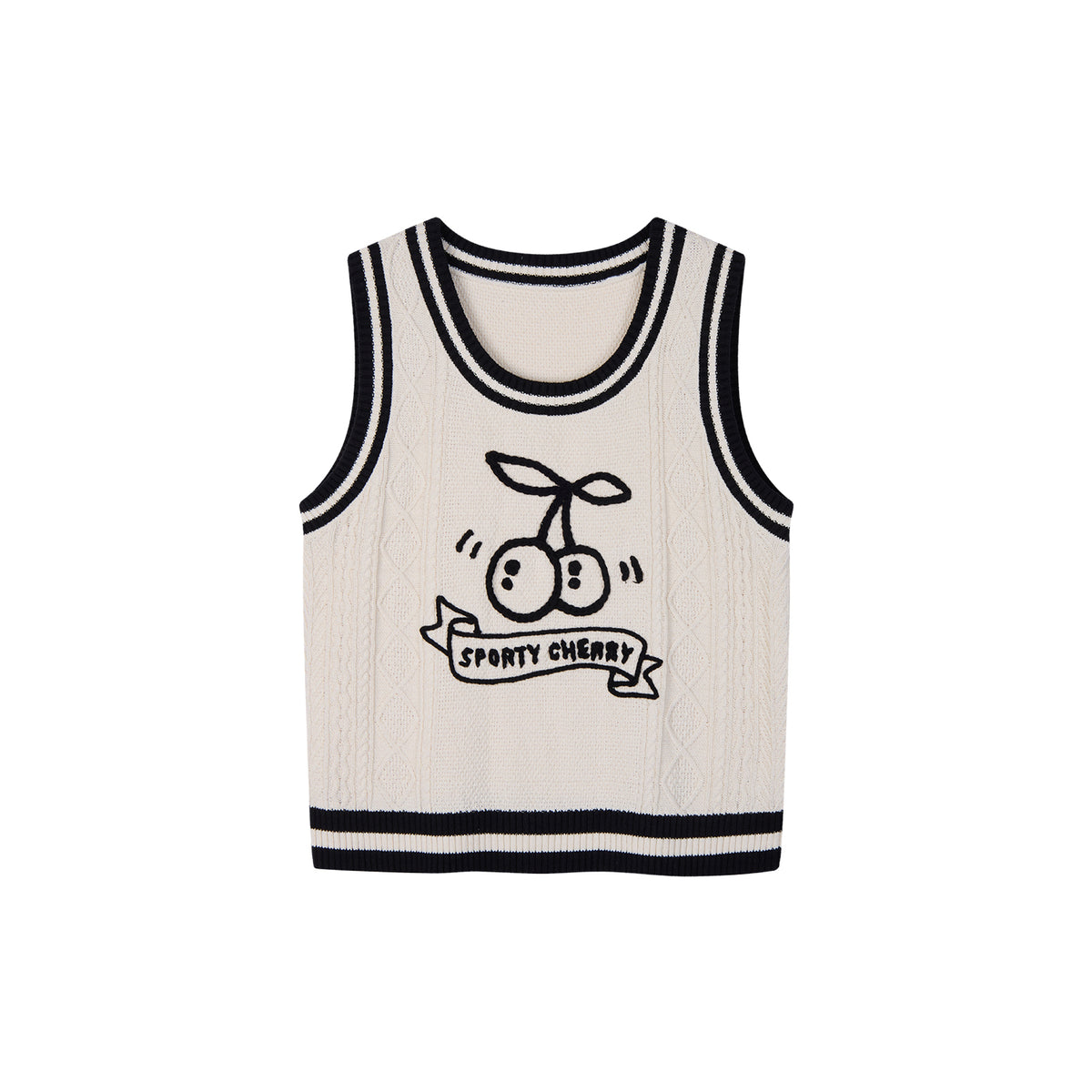 Sporty Cherry Cable-Knit Vest