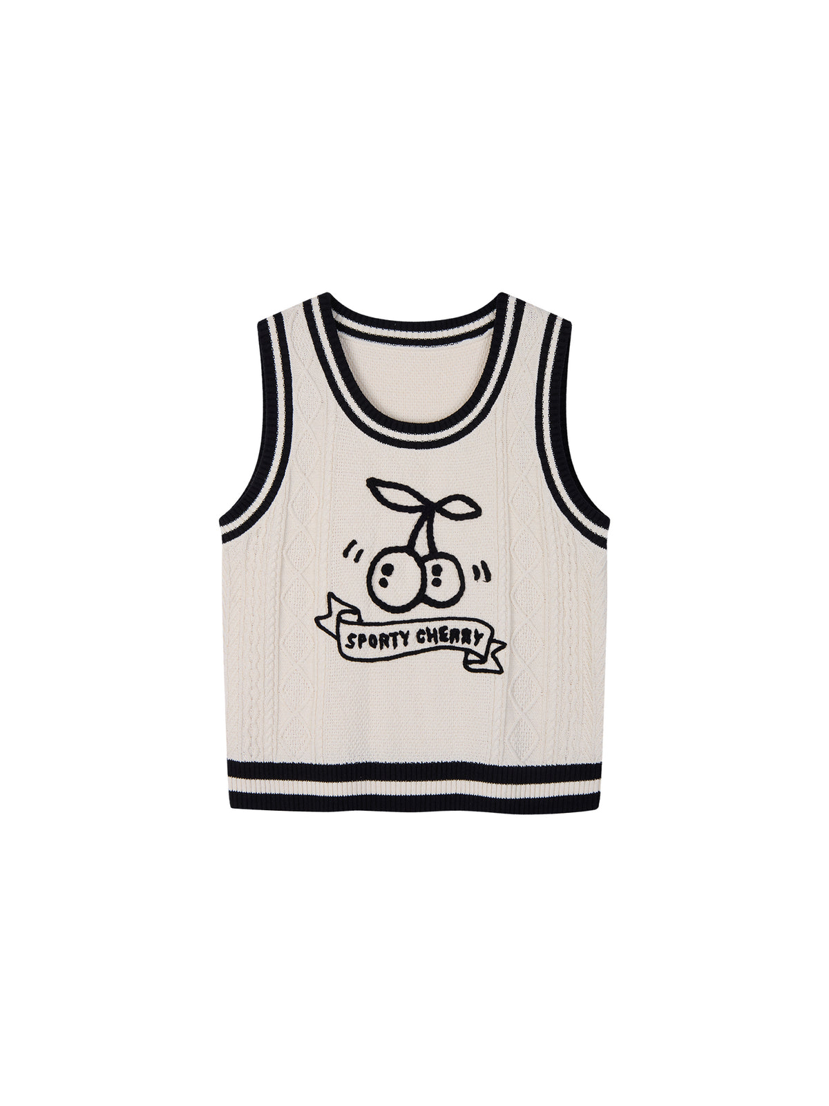 Sporty Cherry Cable-Knit Vest