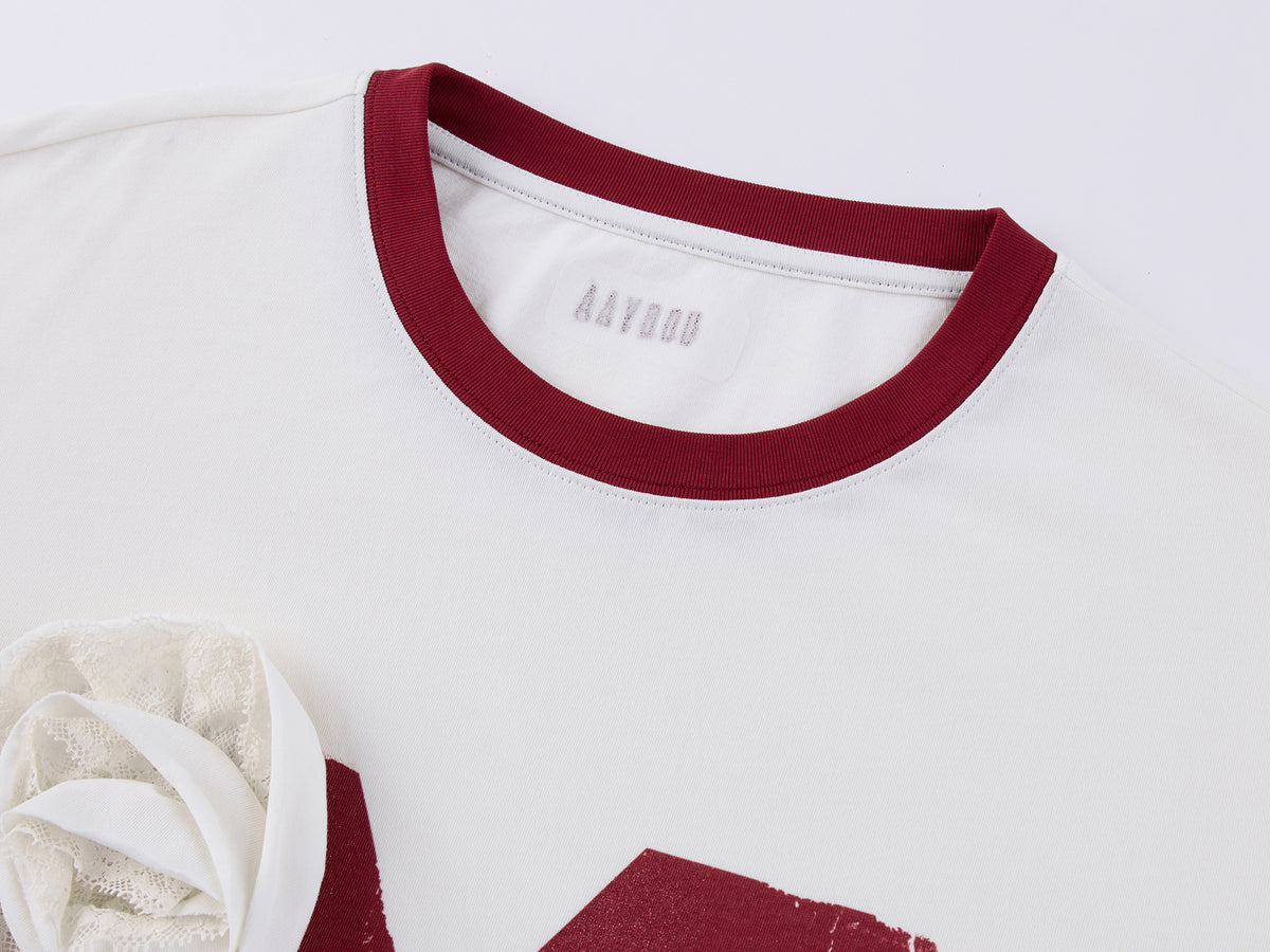 Vintage Romantic Lace  Applique T-shirt