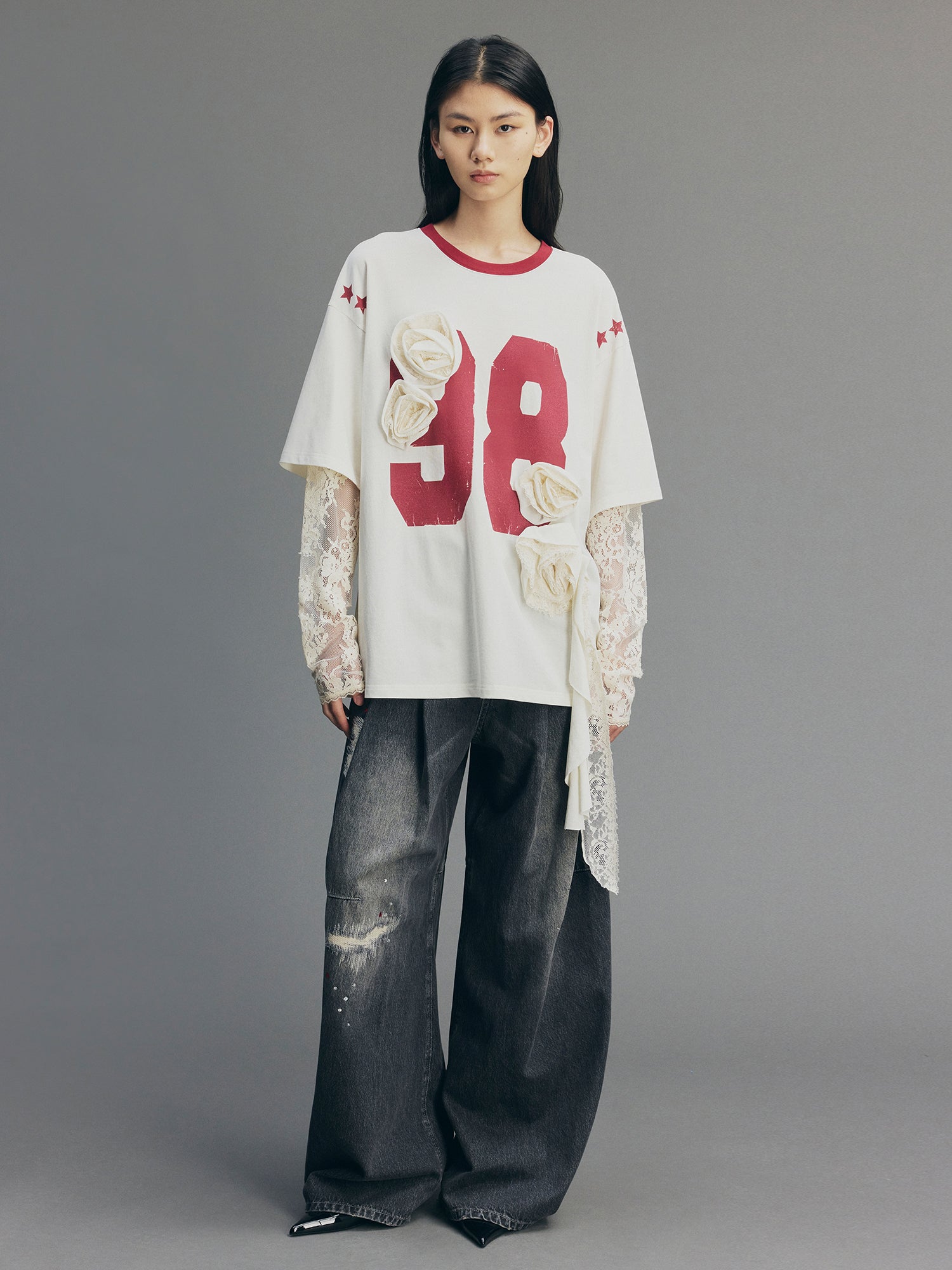 Vintage Romantic Lace  Applique T-shirt