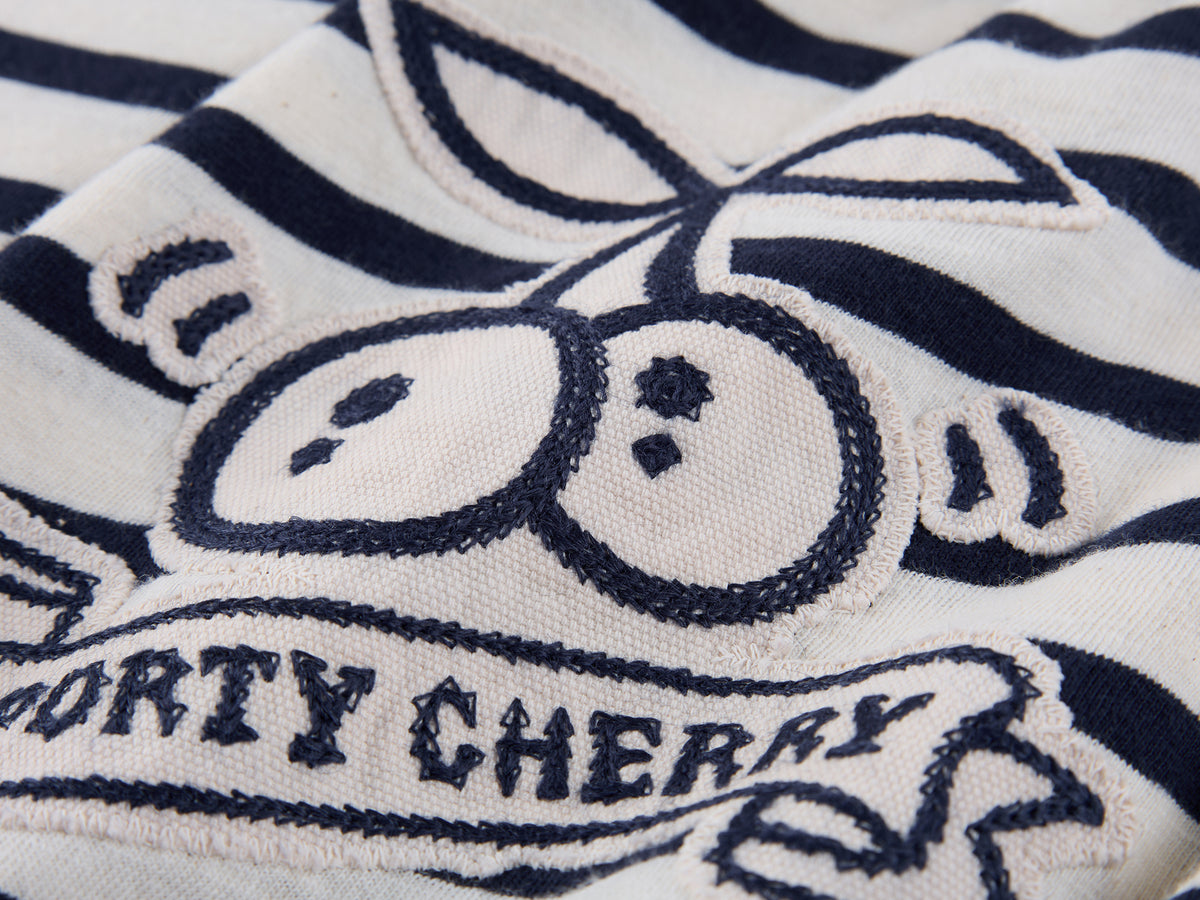 Sporty Cherry Appliqué Embroidered Breton Sweatshirt