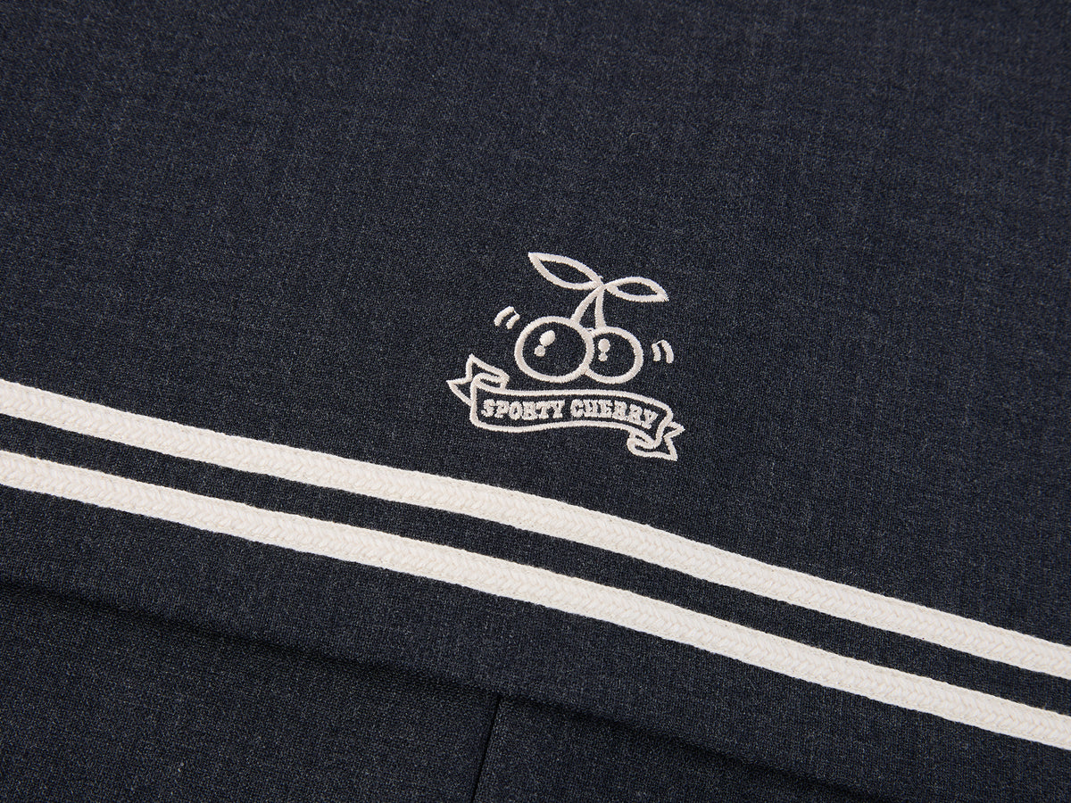 Sporty Cherry Sailor Collar Embroidered Blazer