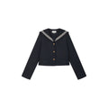 Sporty Cherry Sailor Collar Embroidered Blazer