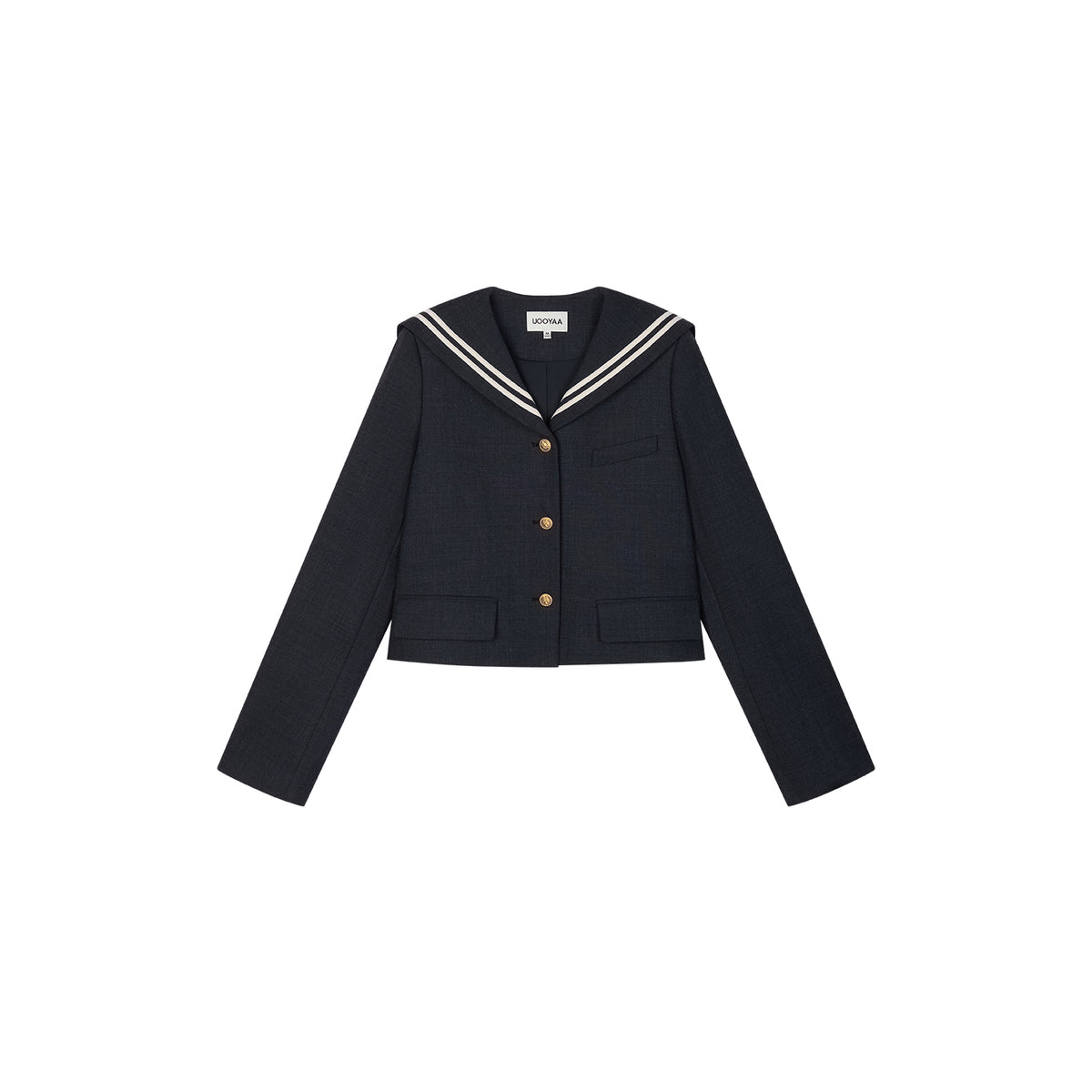 Sporty Cherry Sailor Collar Embroidered Blazer