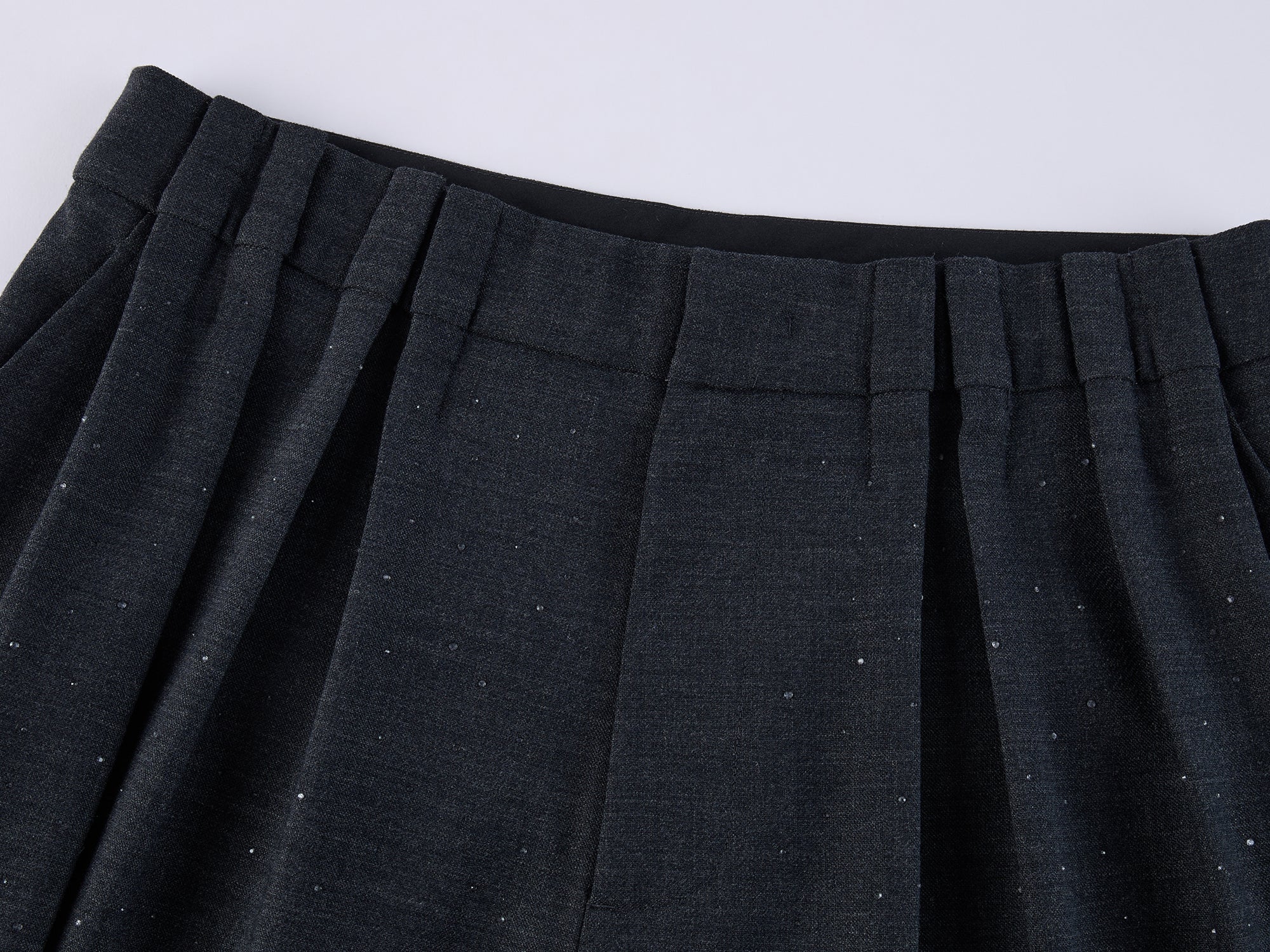 Glam Pleat Rhinestone Tailored Pants