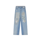 Rock Patchwork Waistband Free Distressed Jeans