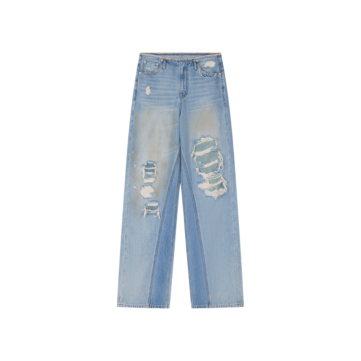 Rock Patchwork Waistband Free Distressed Jeans