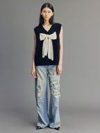 Rock Patchwork Waistband Free Distressed Jeans