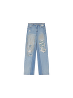 Rock Patchwork Waistband Free Distressed Jeans