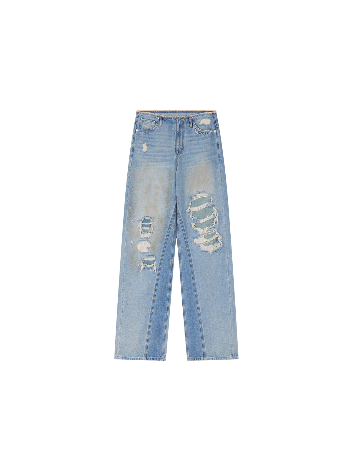 Rock Patchwork Waistband Free Distressed Jeans
