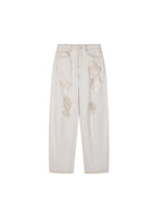 Casual Romantic Lace Crochet Denim Pants