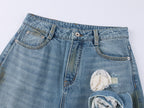 Casual Romantic Lace Crochet Bootcut Jeans