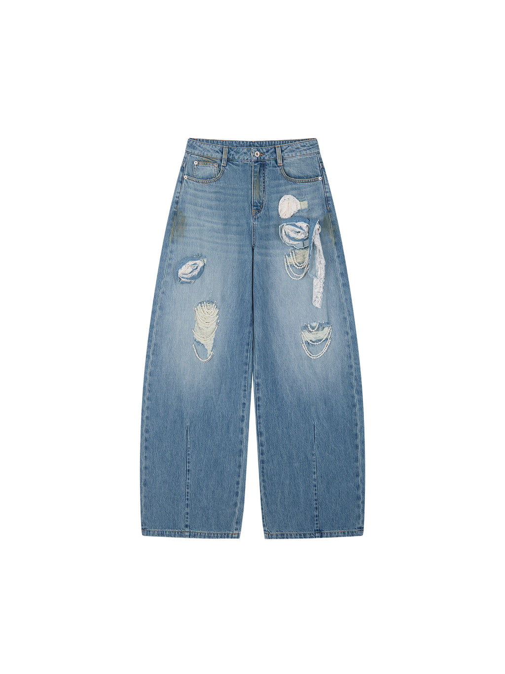 Casual Romantic Lace Crochet Bootcut Jeans