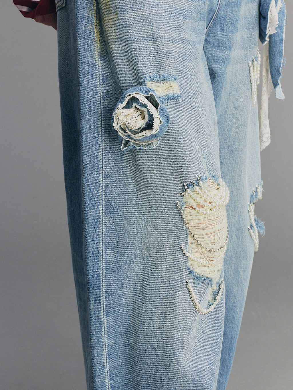 Casual Romantic Lace Crochet Bootcut Jeans