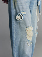 Casual Romantic Lace Crochet Bootcut Jeans