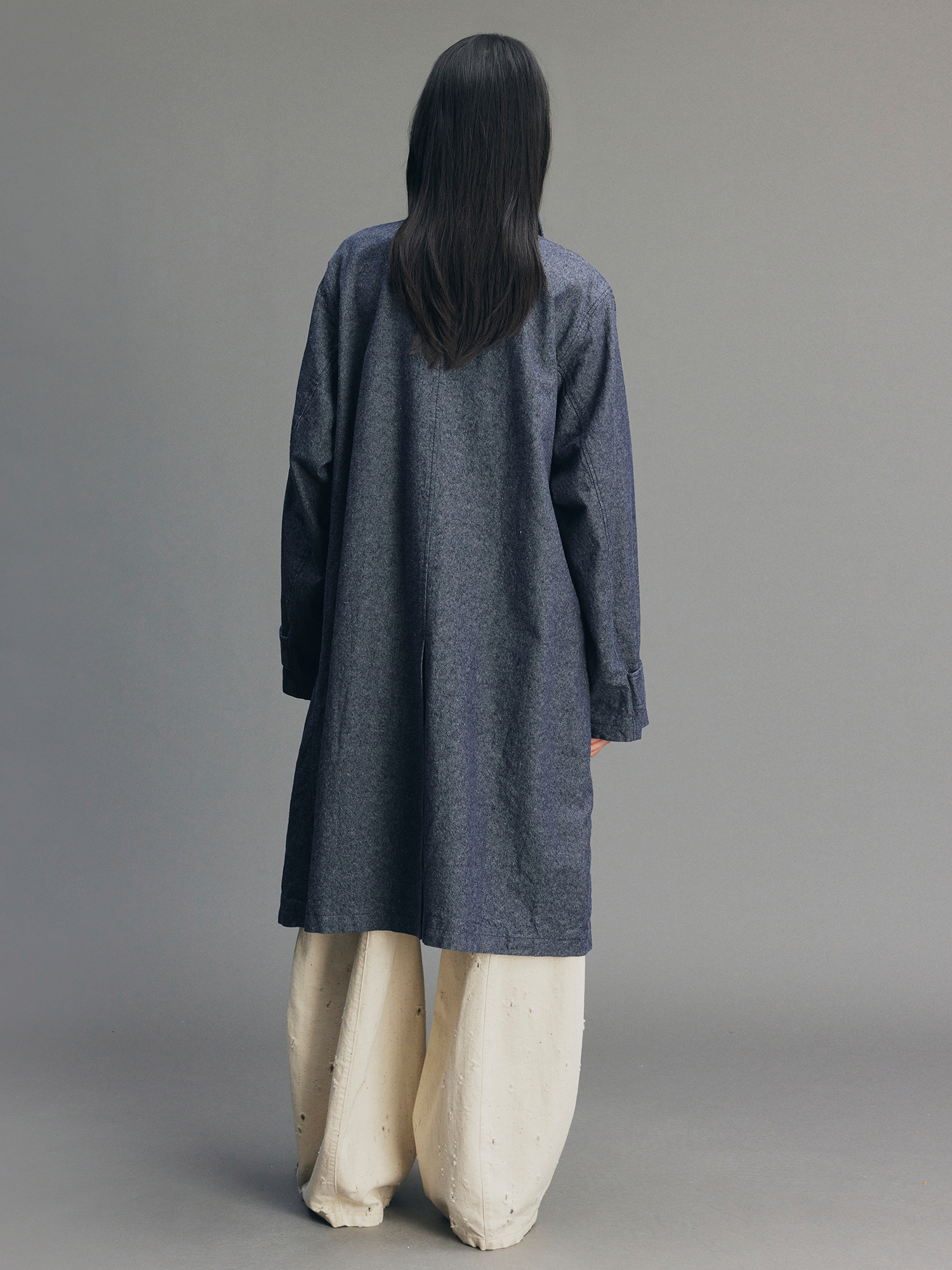 Sculptural Bow Pocket Balmacaan Coat