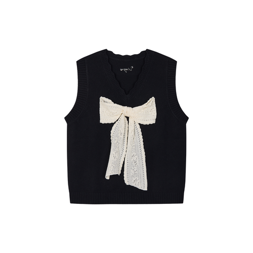 Vintage Lace Bow Knit Vest