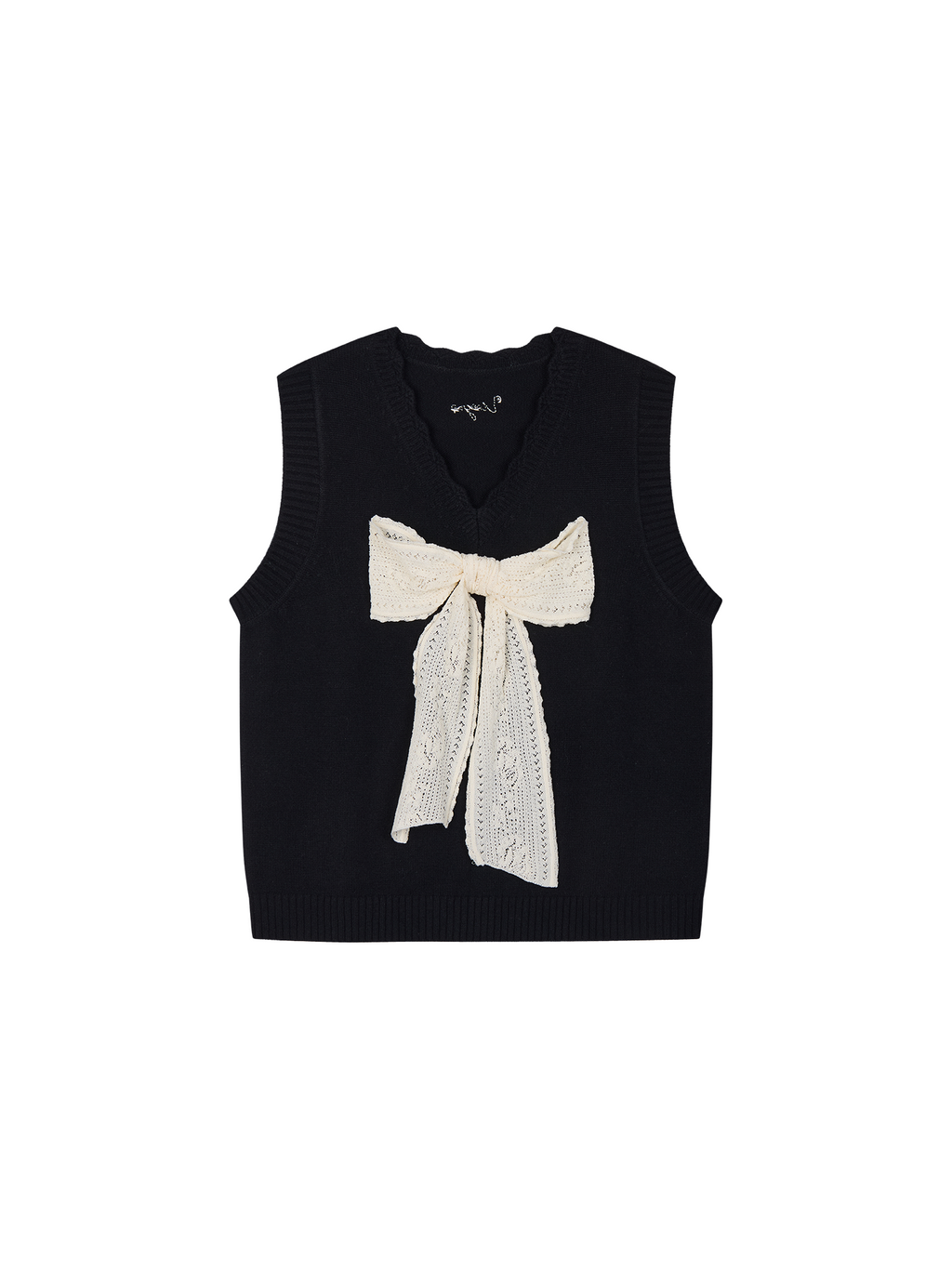 Vintage Lace Bow Knit Vest