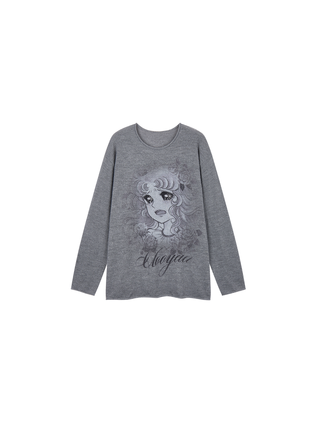 Rhinestone Pretty Girl Print Mohair Sweatshirt