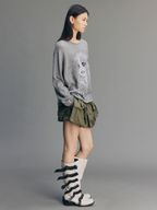 Rhinestone Pretty Girl Print Mohair Sweatshirt