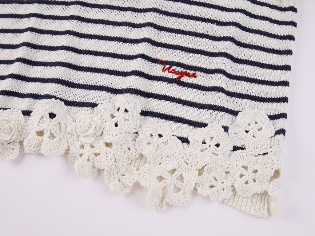 Hand-Crocheted Floral Nautical Sweater
