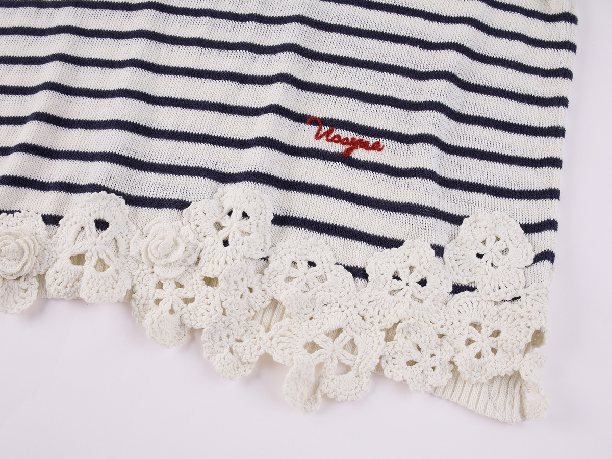 Hand-Crocheted Floral Nautical Sweater