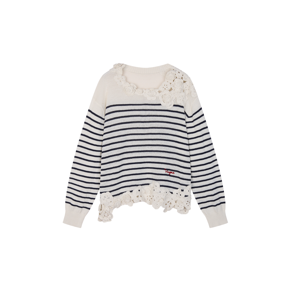 Hand-Crocheted Floral Nautical Sweater