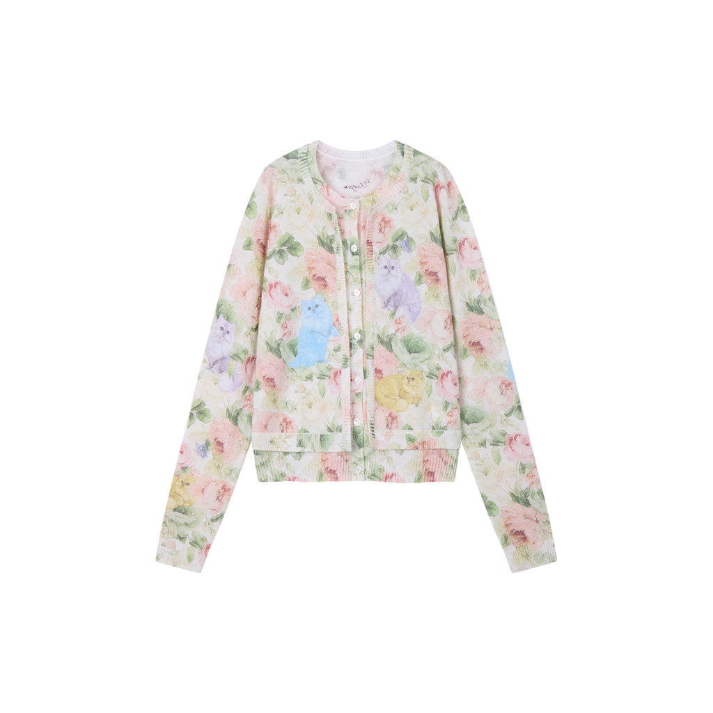 Fantasy Cat Fake Two-piece Cardigan