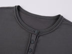 Sporty Cherry Embroidered Henley-Neck Sweatshirt