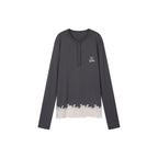 Sporty Cherry Embroidered Henley-Neck Sweatshirt
