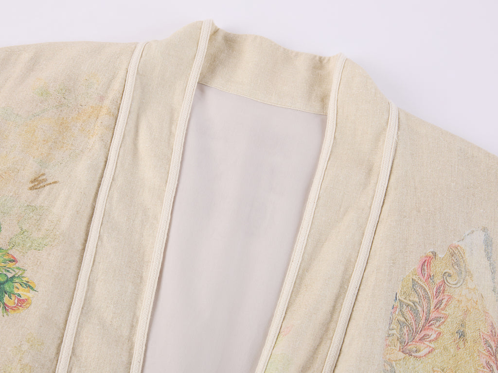 Fantasy Cat Floral Insect Patch Embroidered Robe