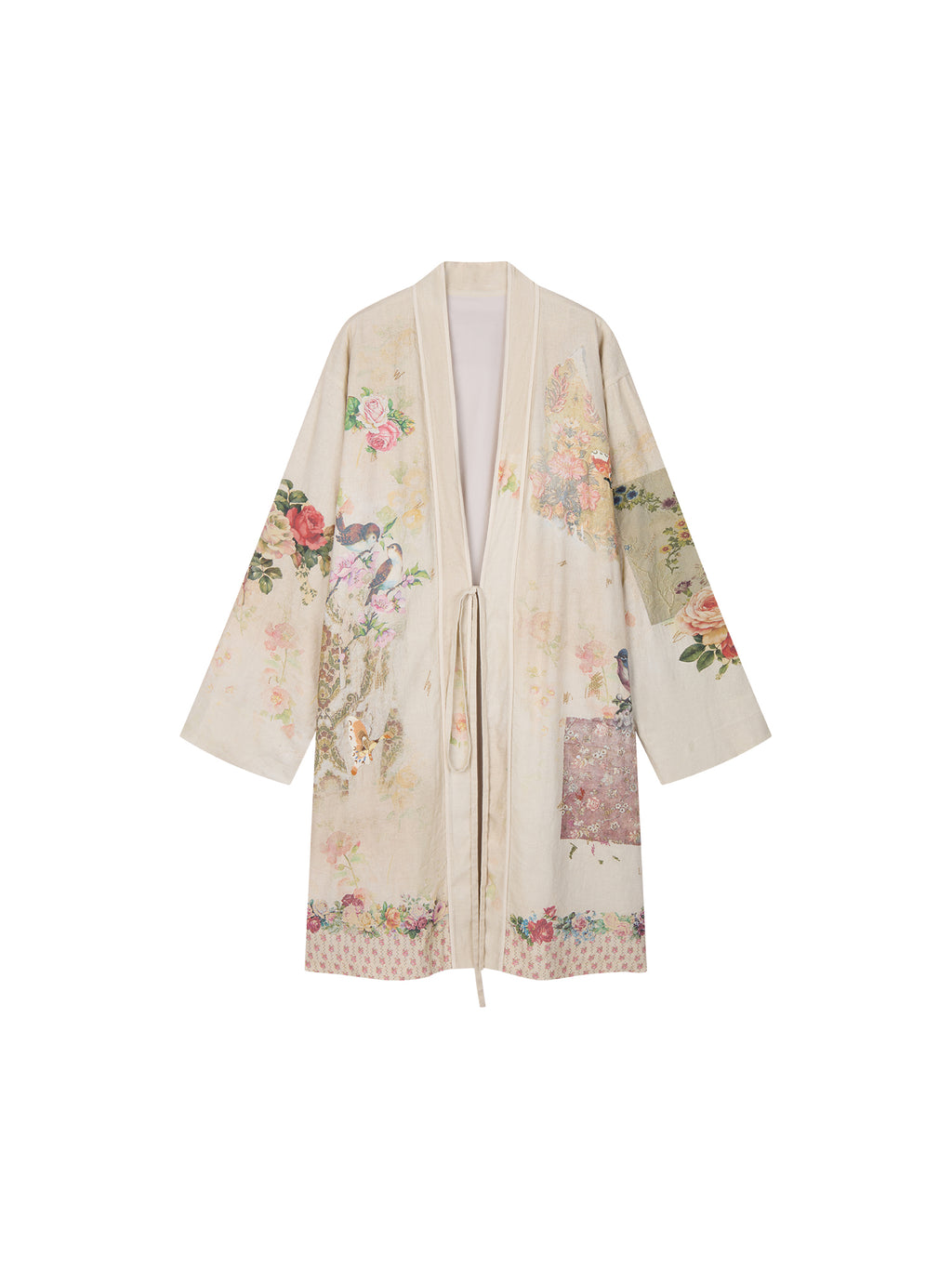 Fantasy Cat Floral Insect Patch Embroidered Robe