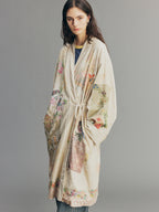 Fantasy Cat Floral Insect Patch Embroidered Robe