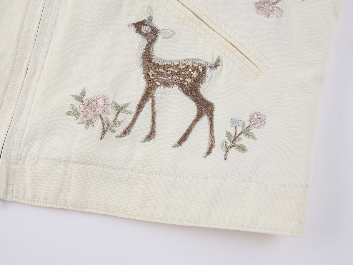 Beaded Floral Deer Embroidered Michigan Jacket