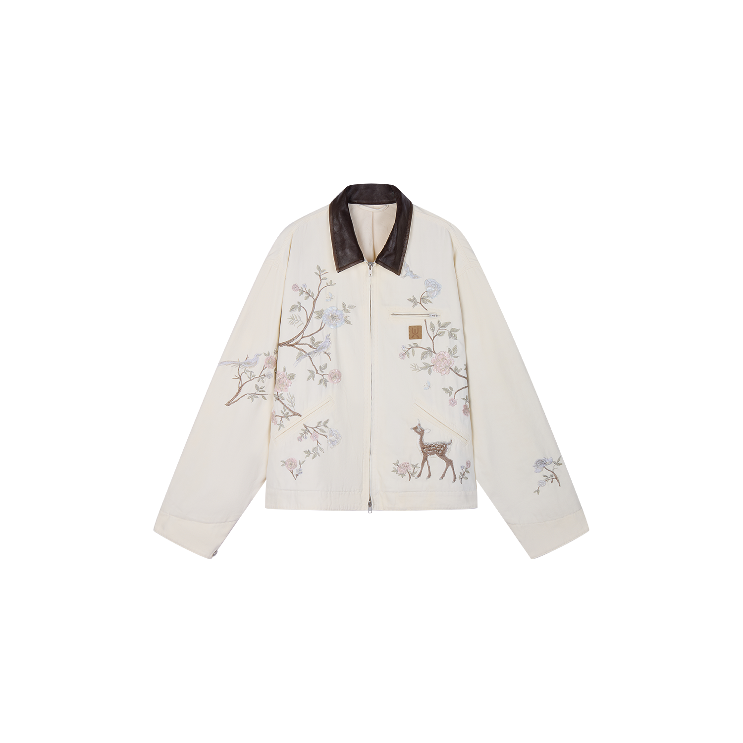 Beaded Floral Deer Embroidered Michigan Jacket
