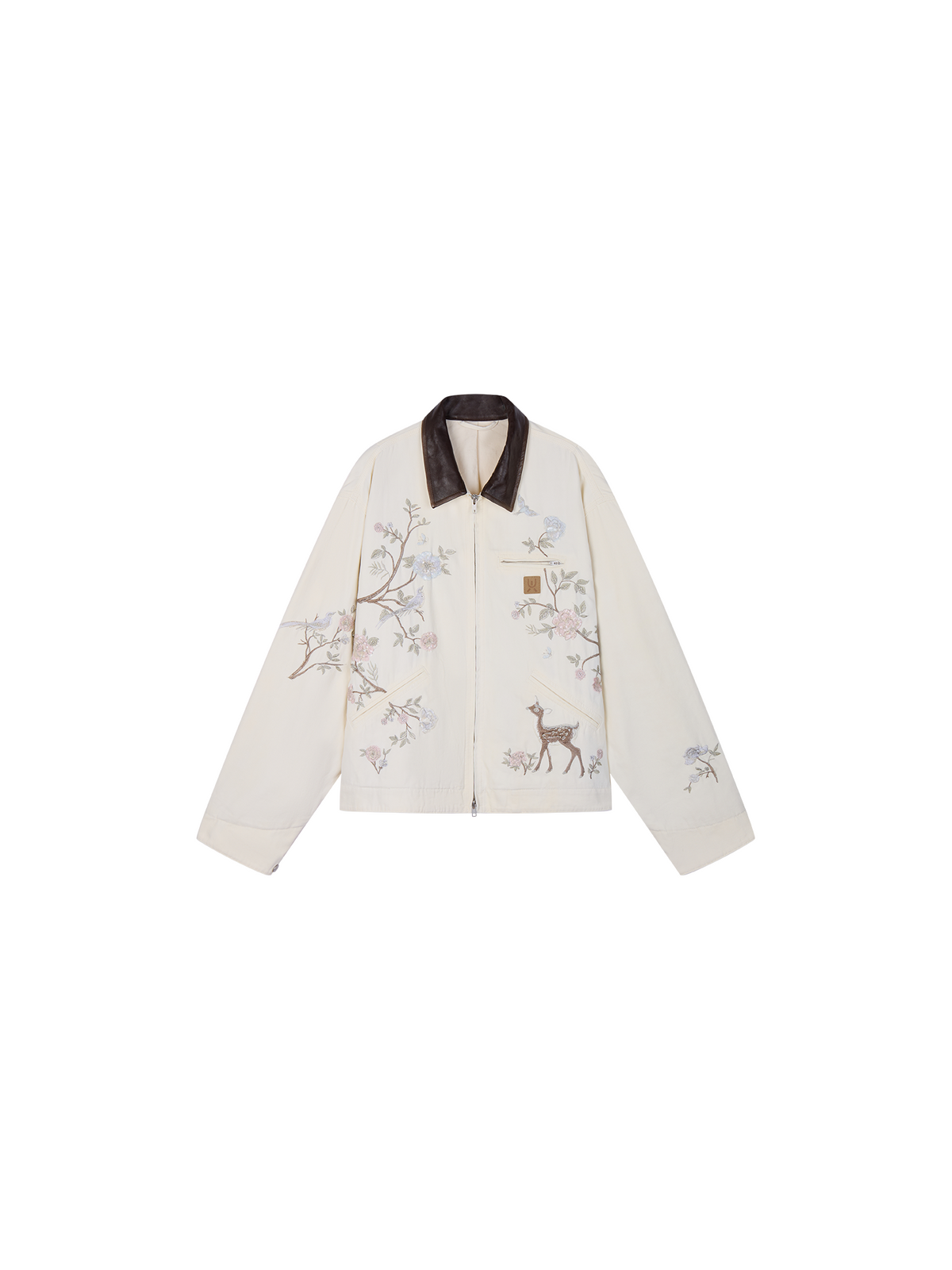 Beaded Floral Deer Embroidered Michigan Jacket