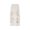 Beaded Floral Deer Washed Utility Jeans