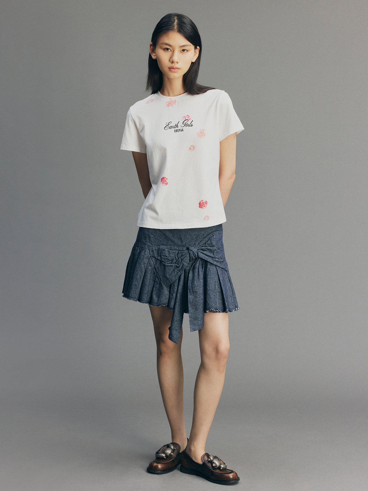 Sculptural Bow A-Line Pleated Skirt