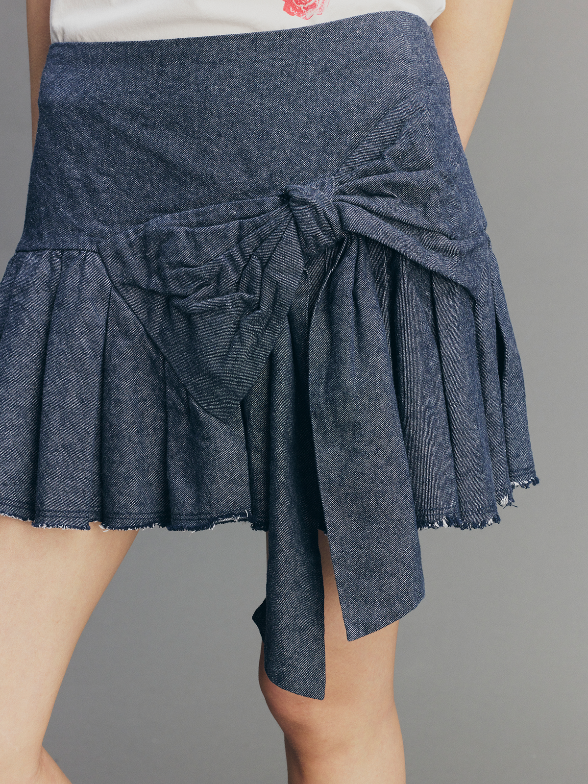 Sculptural Bow A-Line Pleated Skirt