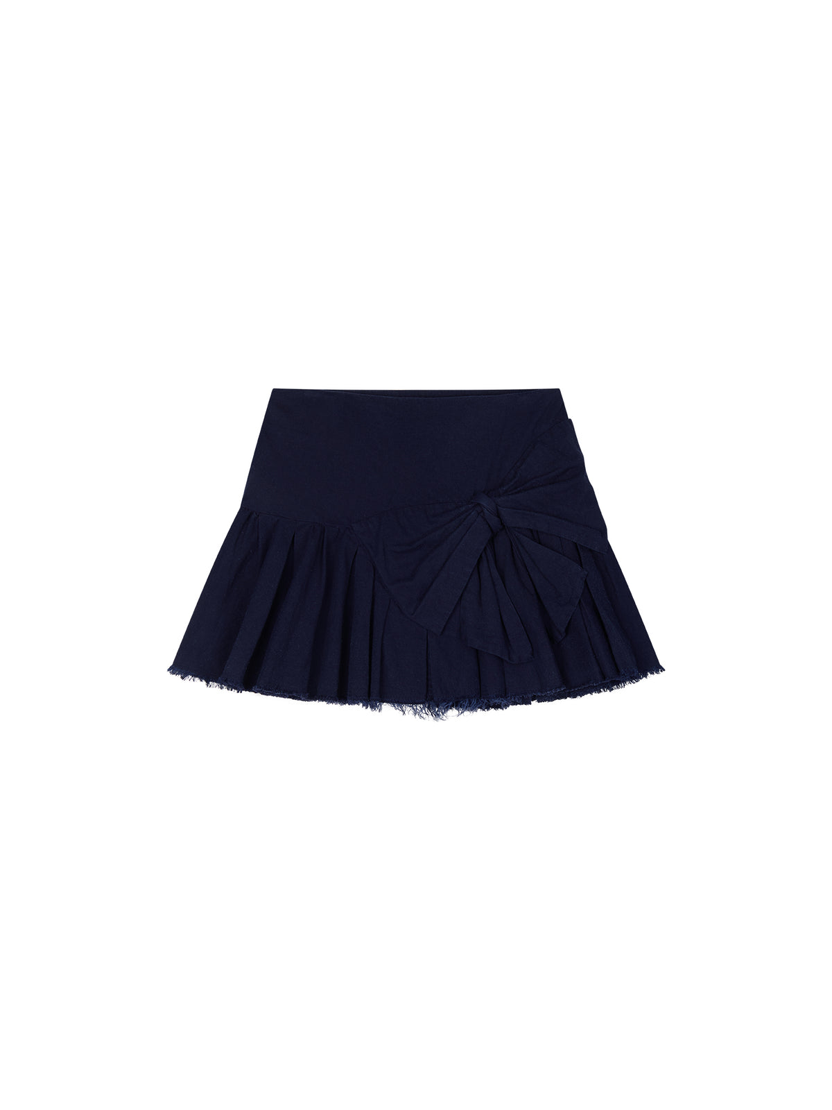 Hand-Pleated Indigo Bow A-Line Skirt