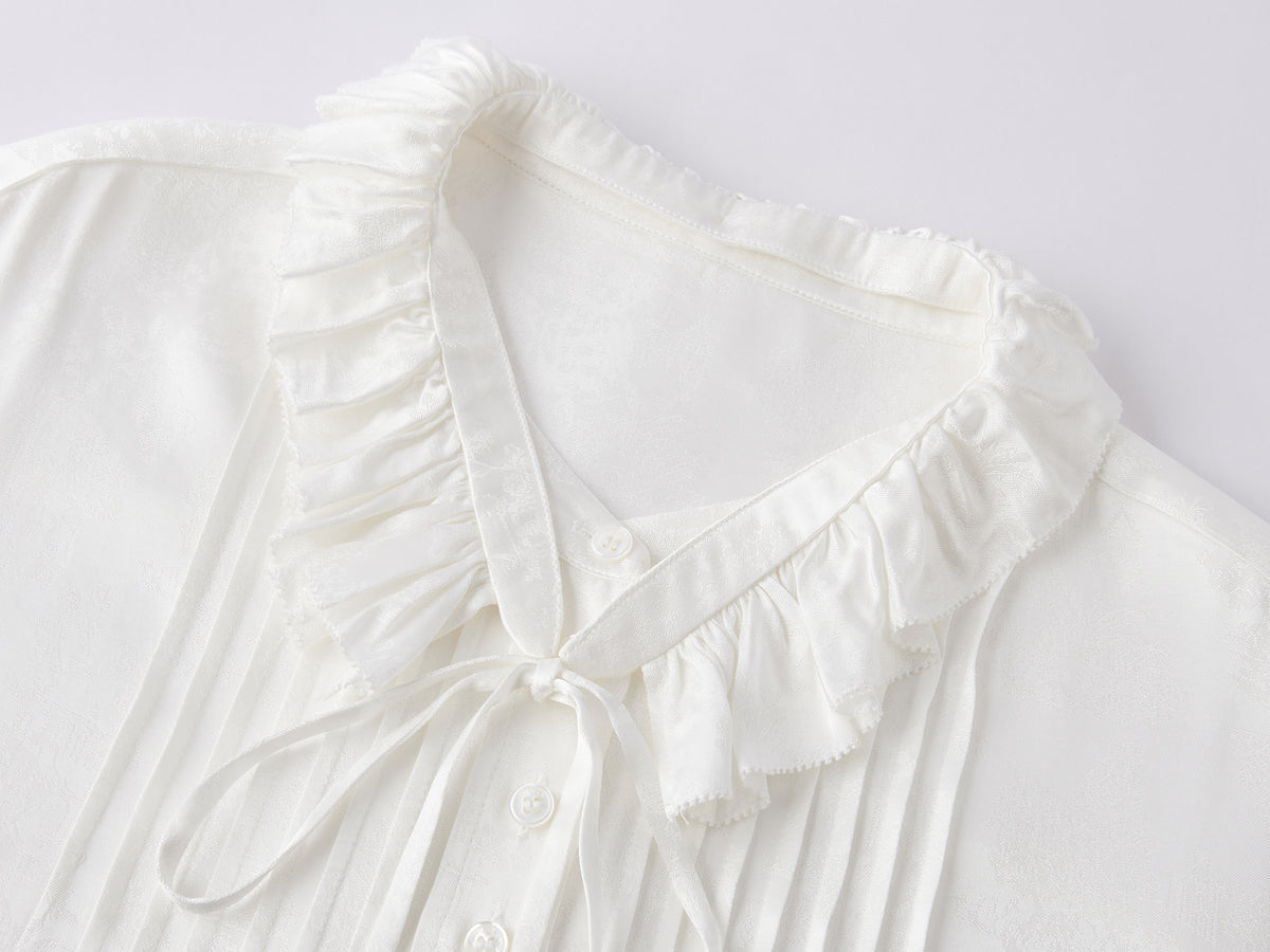 Ruffled Tie Neck Shirt