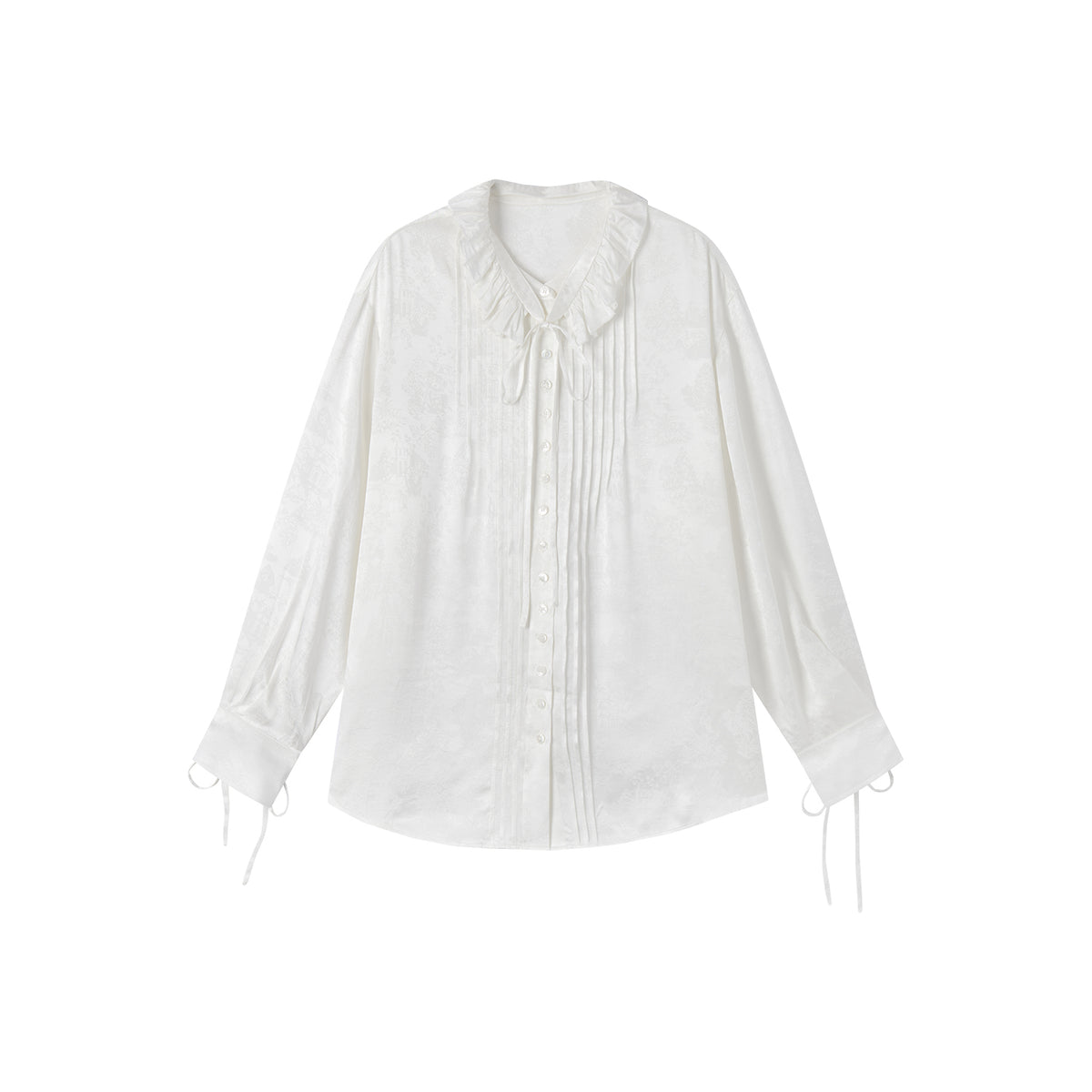 Ruffled Tie Neck Shirt