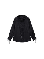 Bear Jacquard Ruffled Satin Shirt