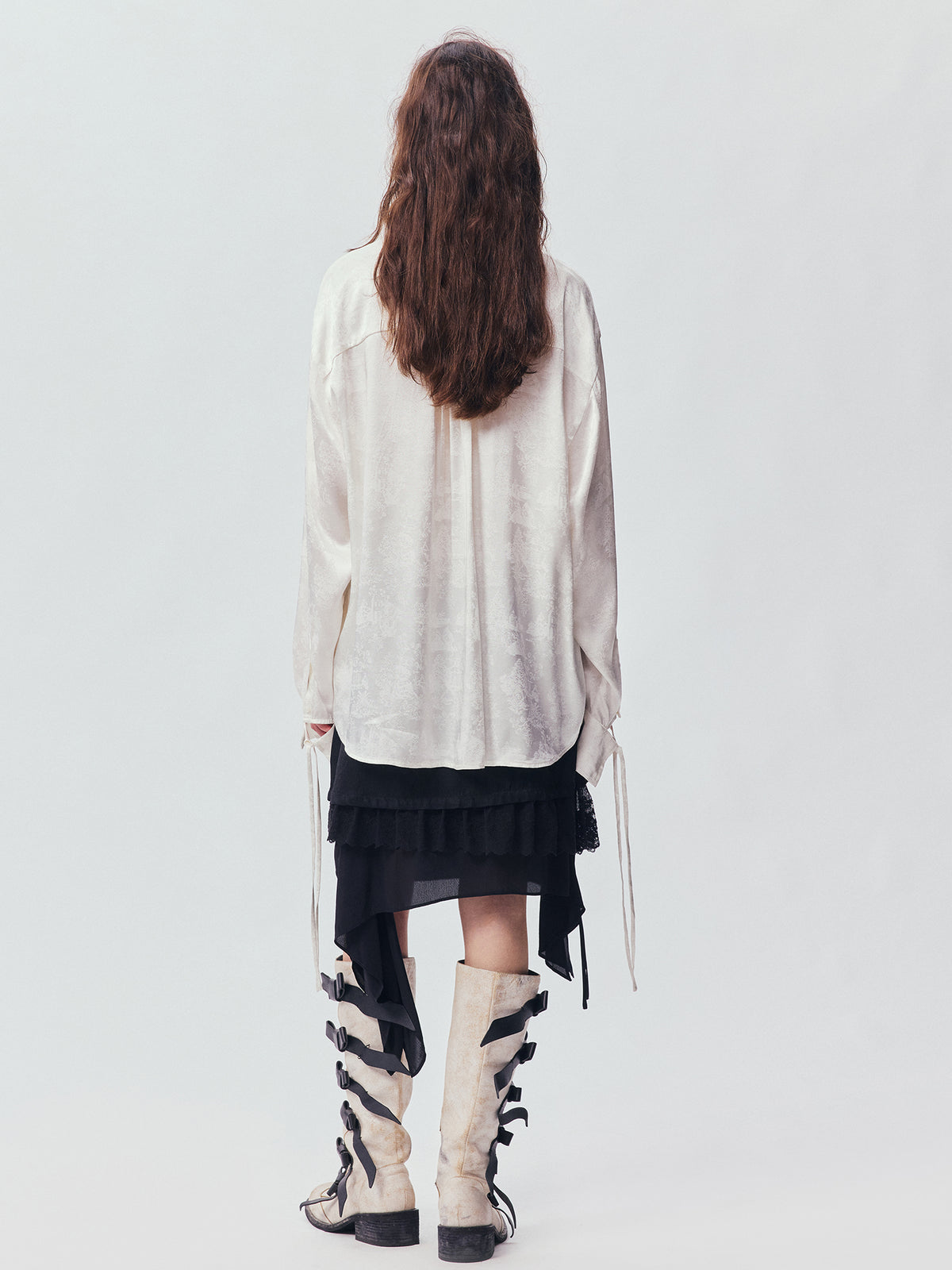 Ruffled Tie Neck Shirt