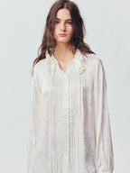 Ruffled Tie Neck Shirt