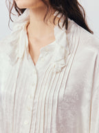 Ruffled Tie Neck Shirt
